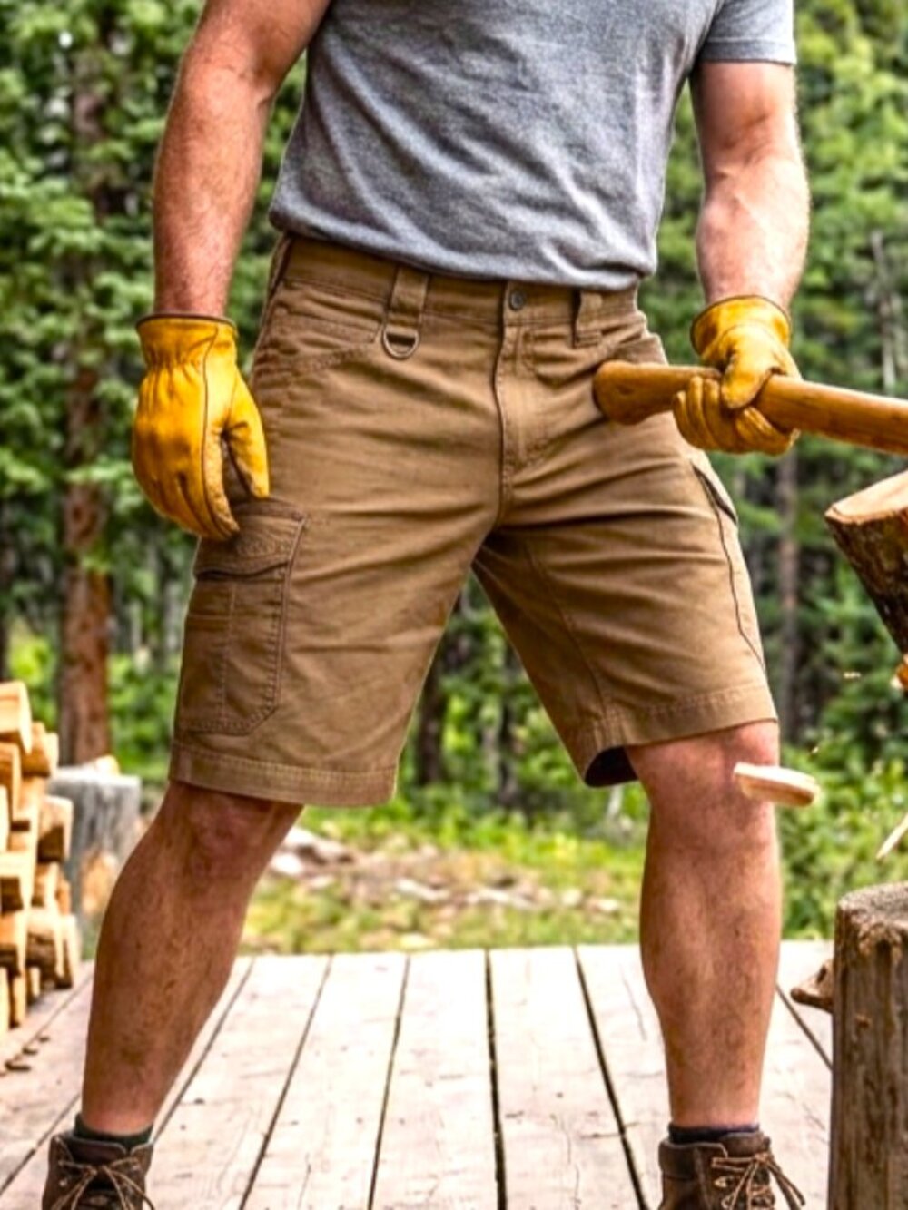 Noble Outfitters Hammer Drill Canvas Cargo Shorts 32 Brown Stretch NWOT
